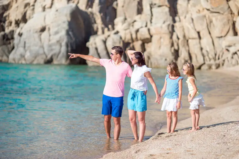 Young beautiful family on vacation in Europe