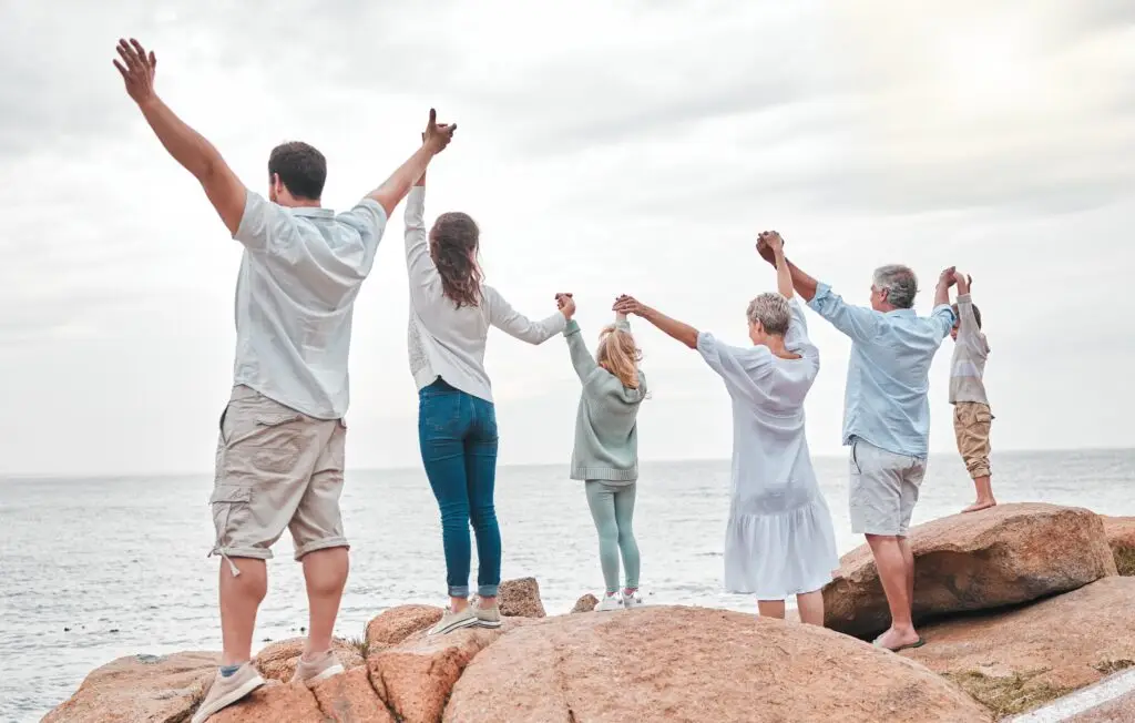 family on a beach